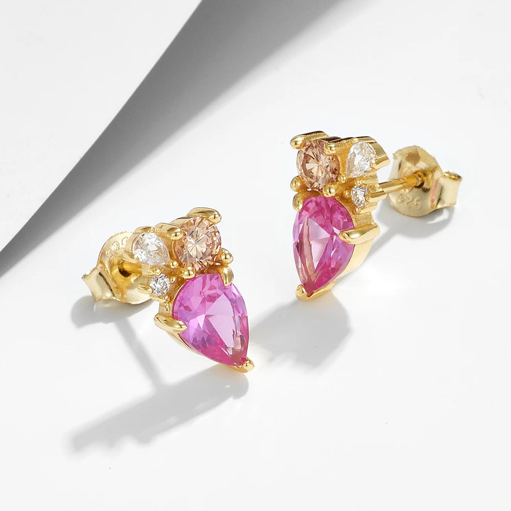 Pink Stone Ohrringe S925 Silver