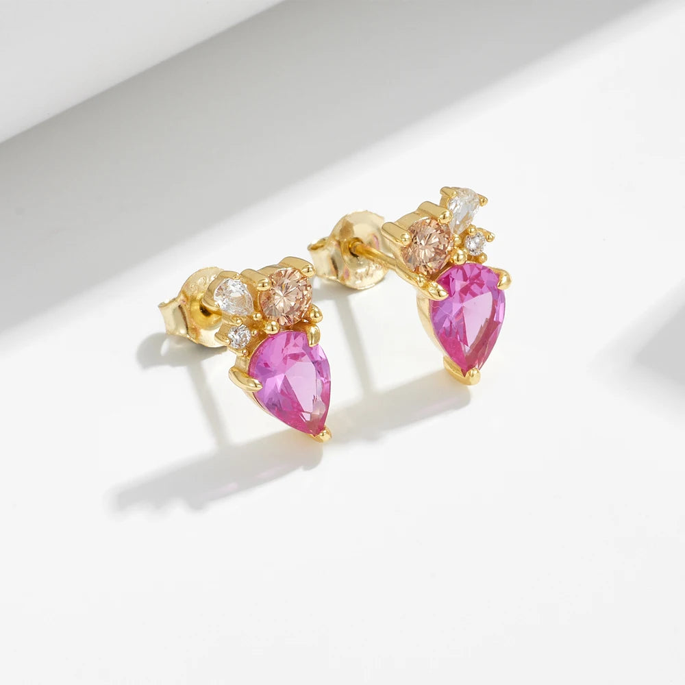 Pink Stone Ohrringe S925 Silver
