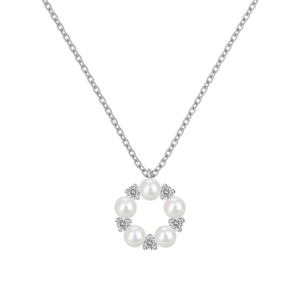 Sharona Damen Halskette S925 Silber mit Süßwasserperlen
