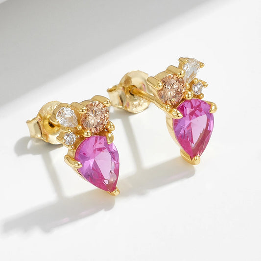 Pink Stone Ohrringe S925 Silver
